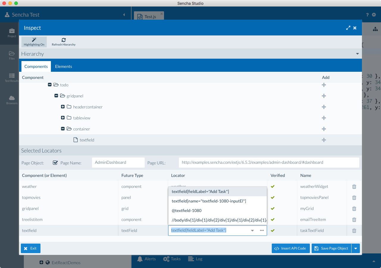 Using the Inspect tool to create stable locators